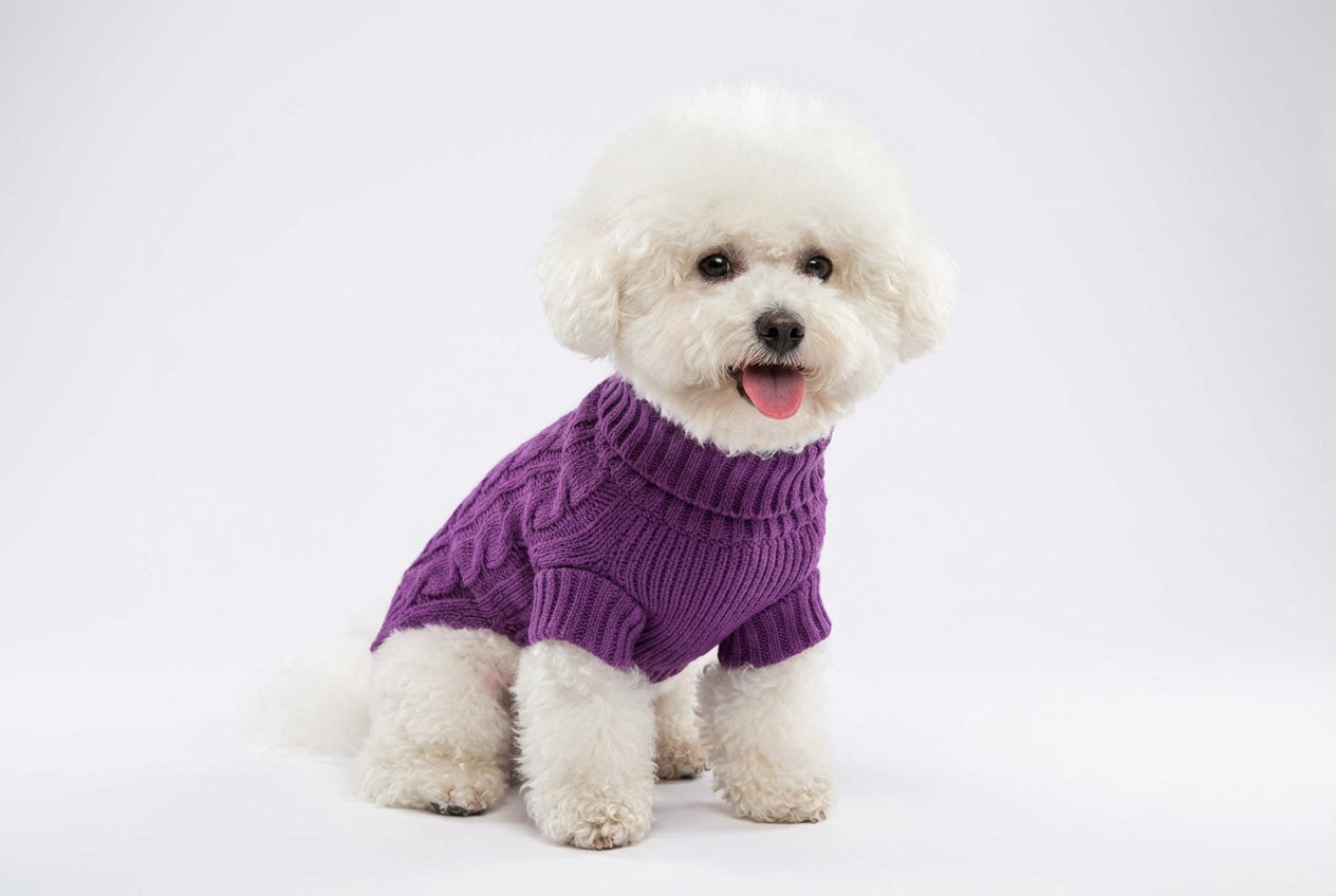 Pletený svetr pro psy – Purple