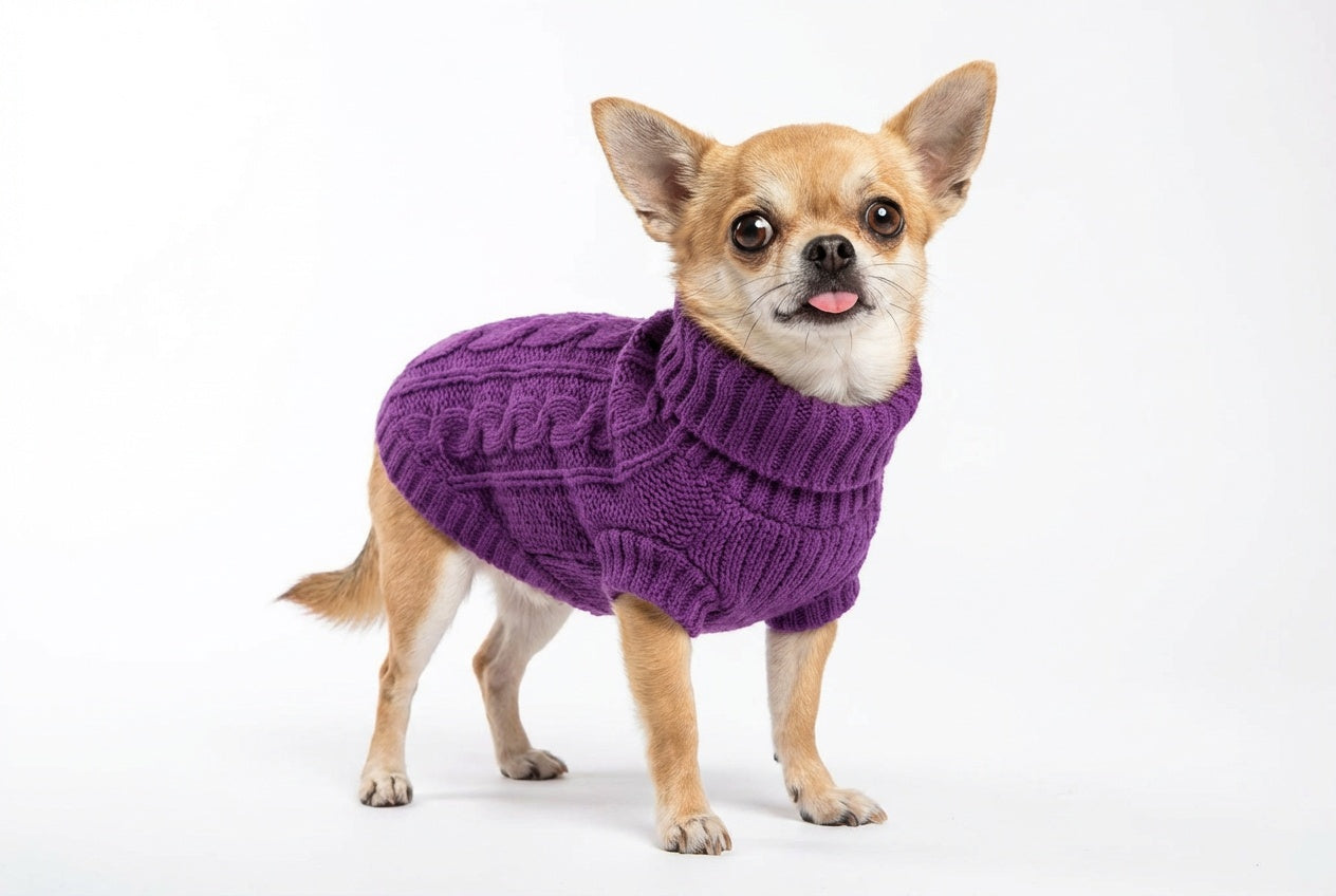 Pletený svetr pro psy – Purple
