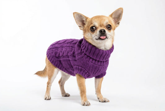 Pletený svetr pro psy – Purple